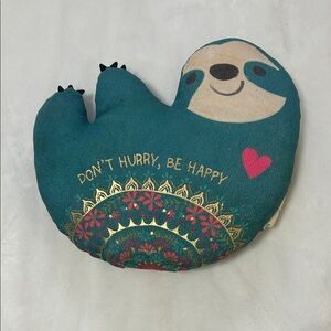 Teal Sloth Decorative Pillow